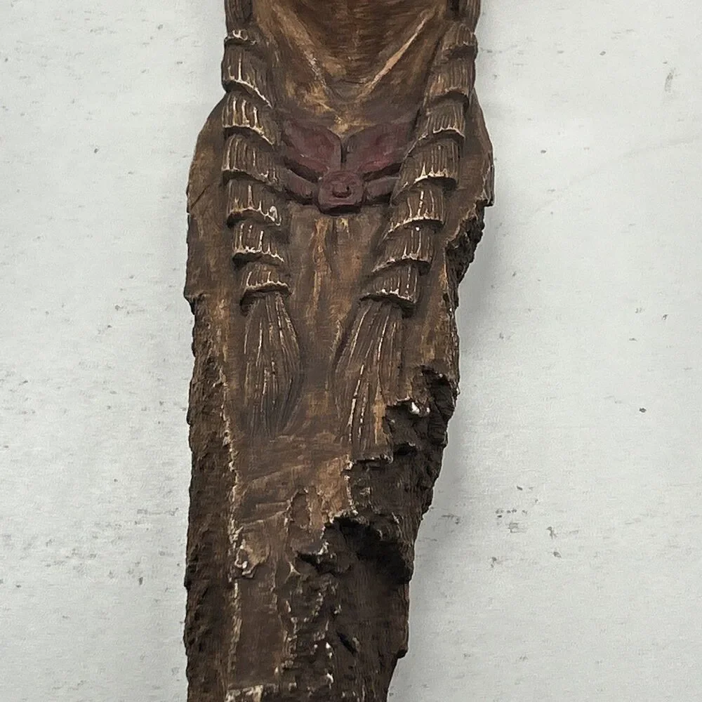 Vintage INDIAN CHIEF Wooden Sculpture‎ / Wall Art  Native American Made STAMPED